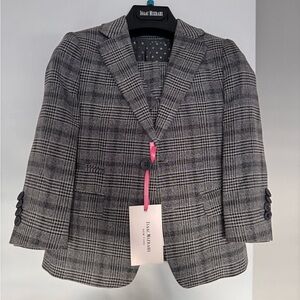 Isaac Mizrahi Boys Wool Grey Checkered 3-piece Suit